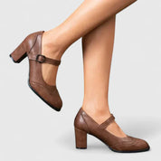 Marguerite Delvaux | Black Mary Jane Block Heel Pumps