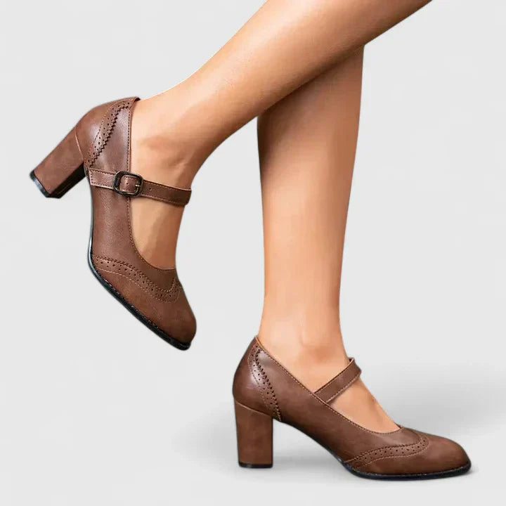 Marguerite Delvaux | Black Mary Jane Block Heel Pumps