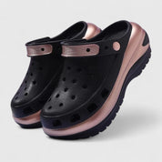 Sylvette Beauclaire | Platform Clog Sandals in Rose Gold & Cream