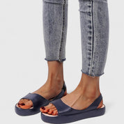 Celeste Ormond | Yellow Open Toe Platform Wedge Slingback Sandals