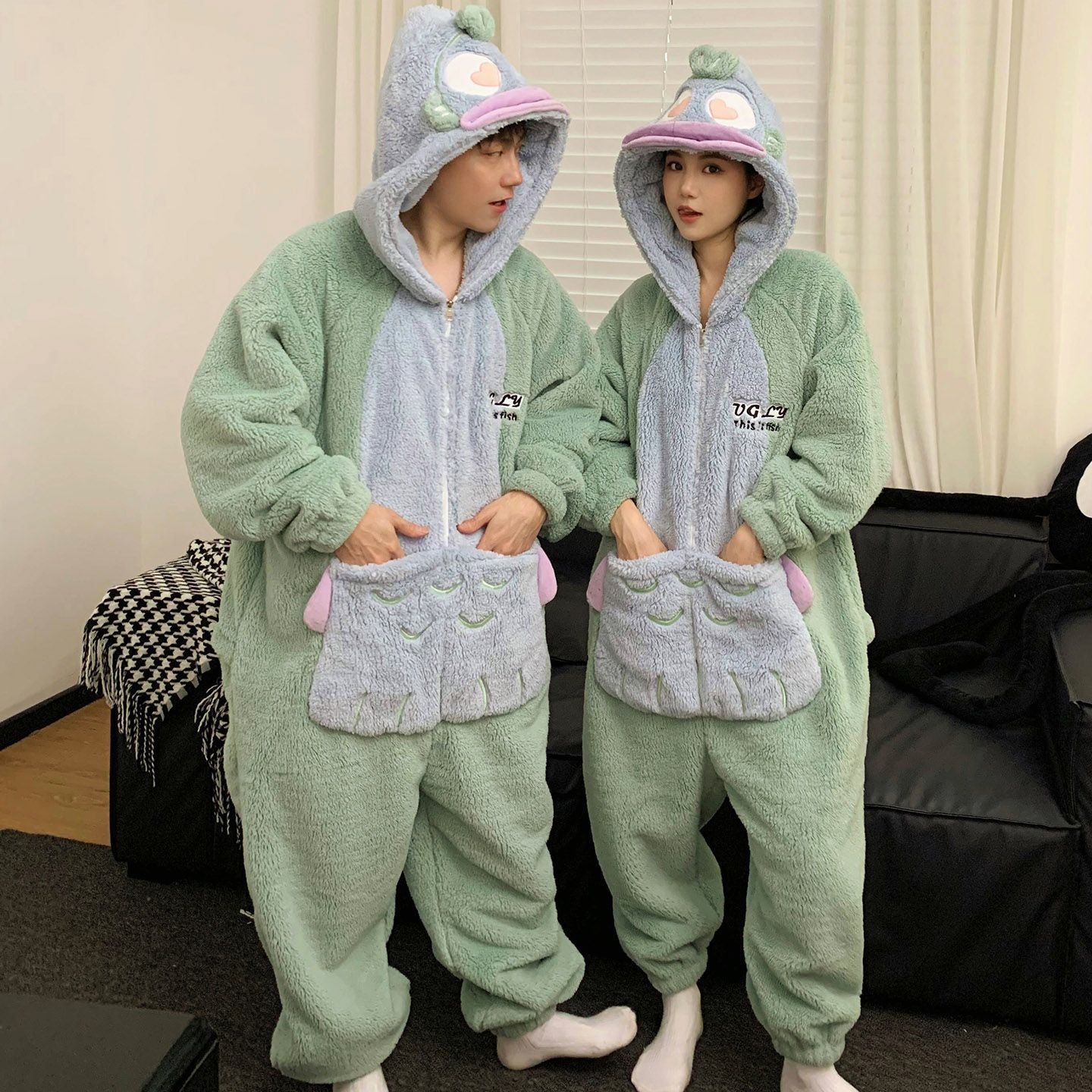 Indigo Corwin | Black Bat Plush Hooded Onesie Unisex & Couples