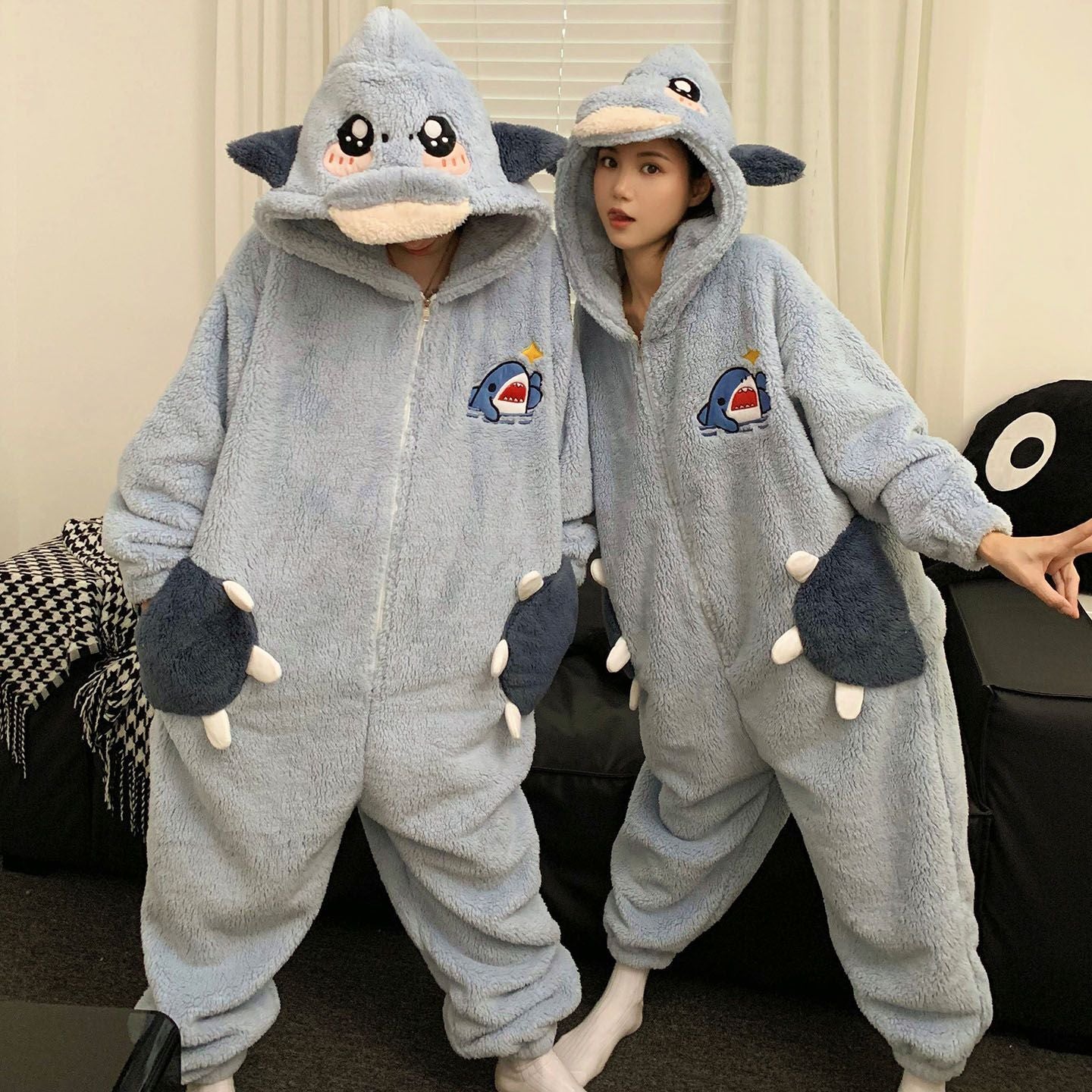 Indigo Corwin | Black Bat Plush Hooded Onesie Unisex & Couples