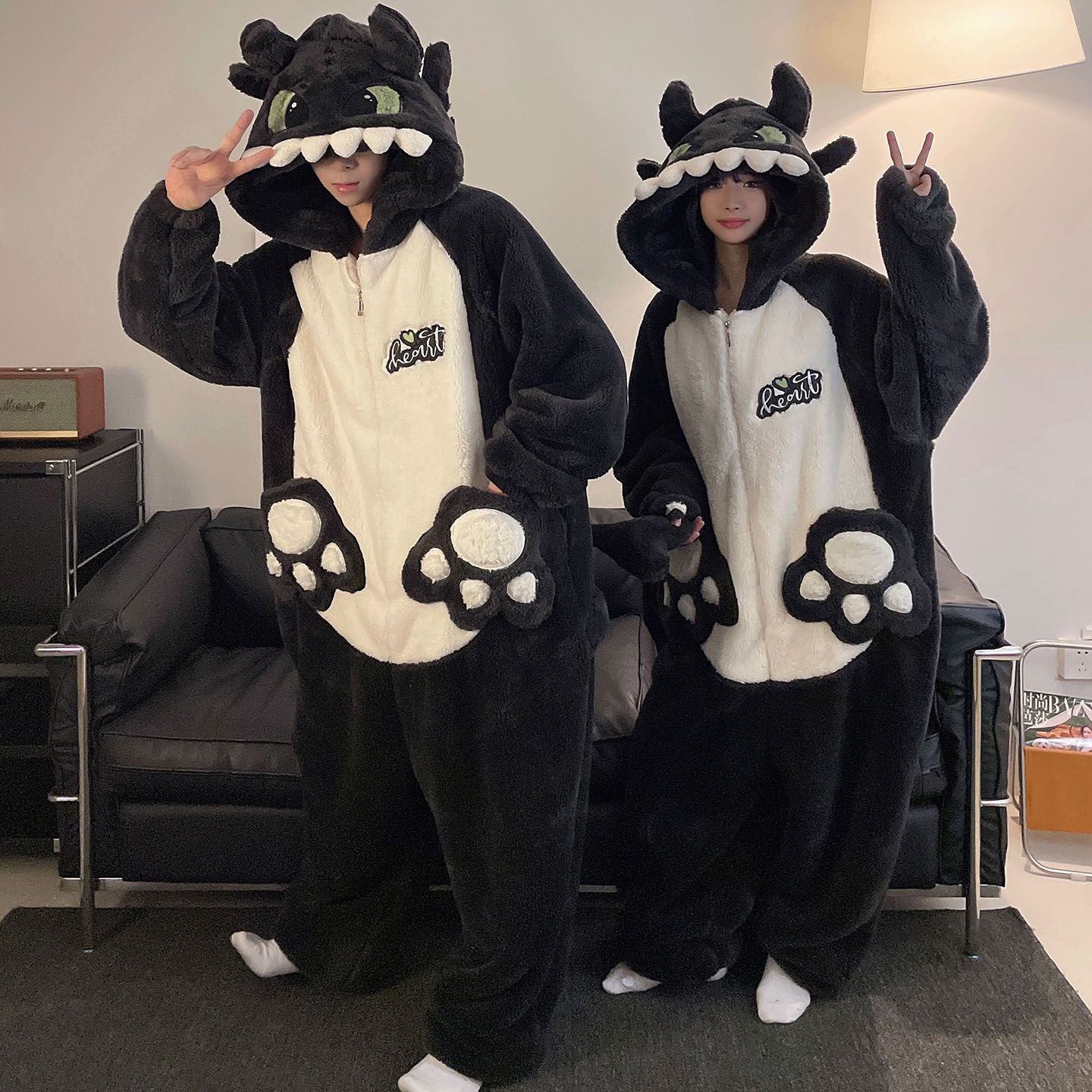 Indigo Corwin | Black Bat Plush Hooded Onesie Unisex & Couples