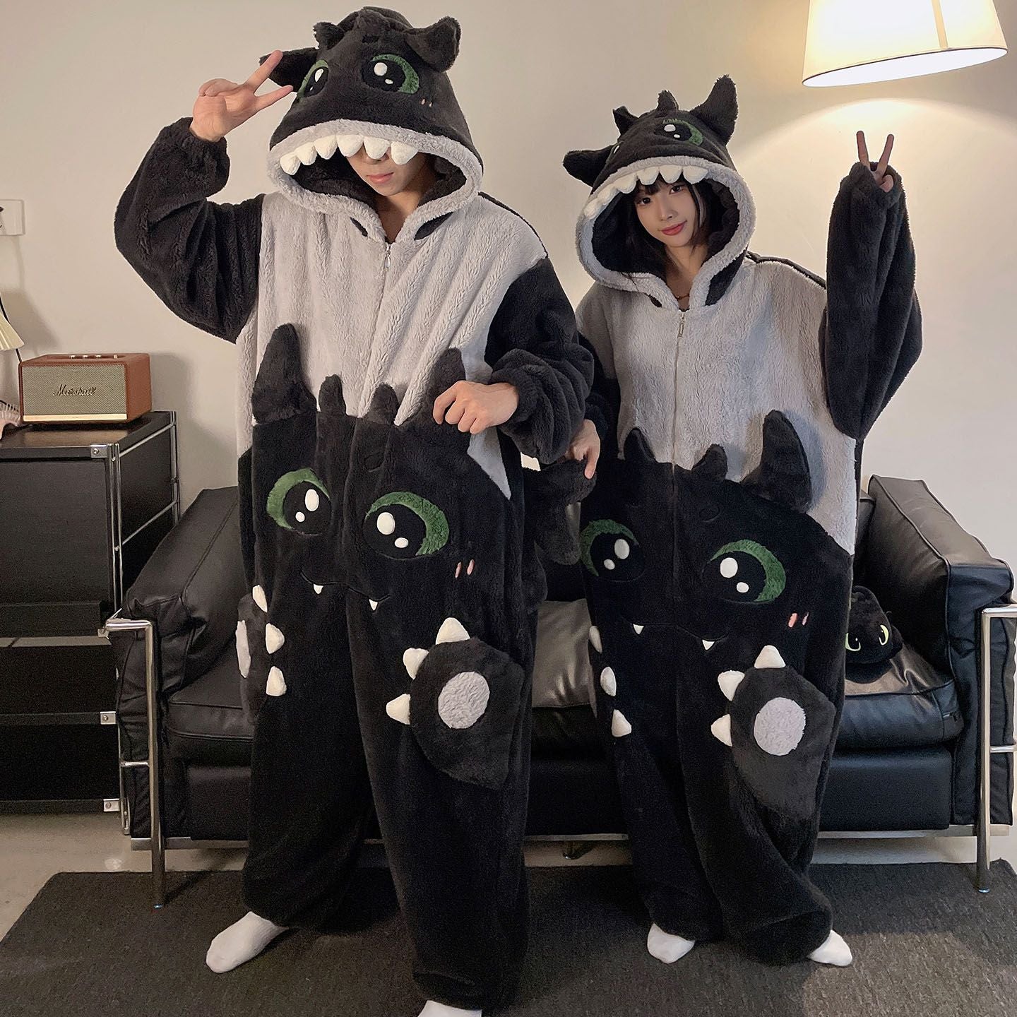 Indigo Corwin | Black Bat Plush Hooded Onesie Unisex & Couples