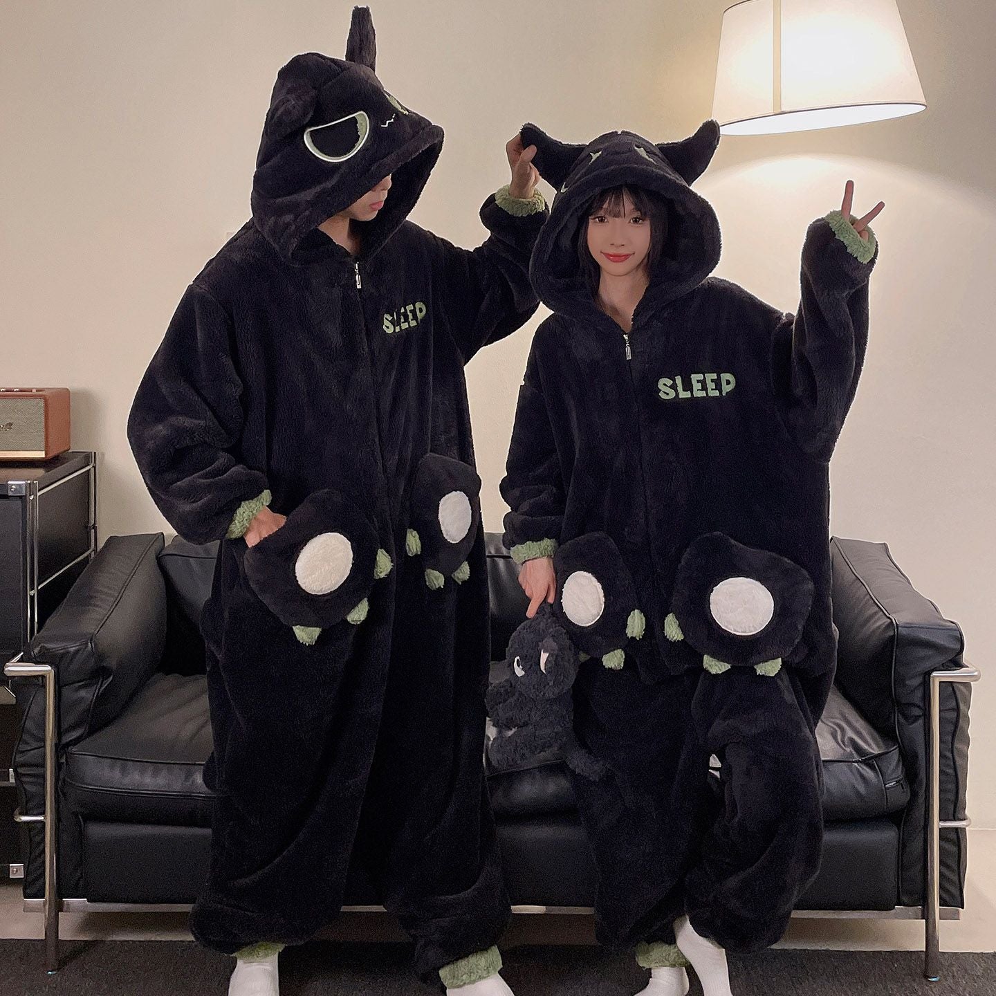 Indigo Corwin | Black Bat Plush Hooded Onesie Unisex & Couples