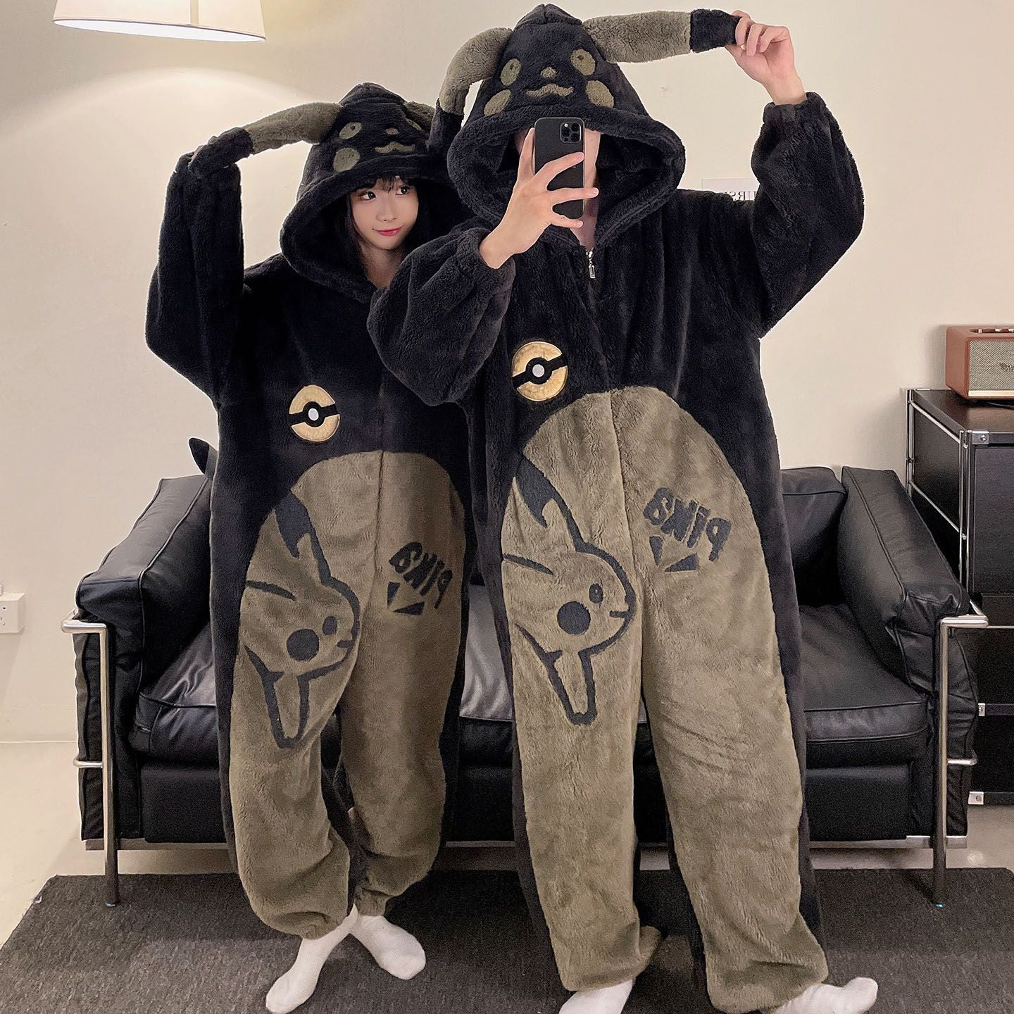 Indigo Corwin | Black Bat Plush Hooded Onesie Unisex & Couples