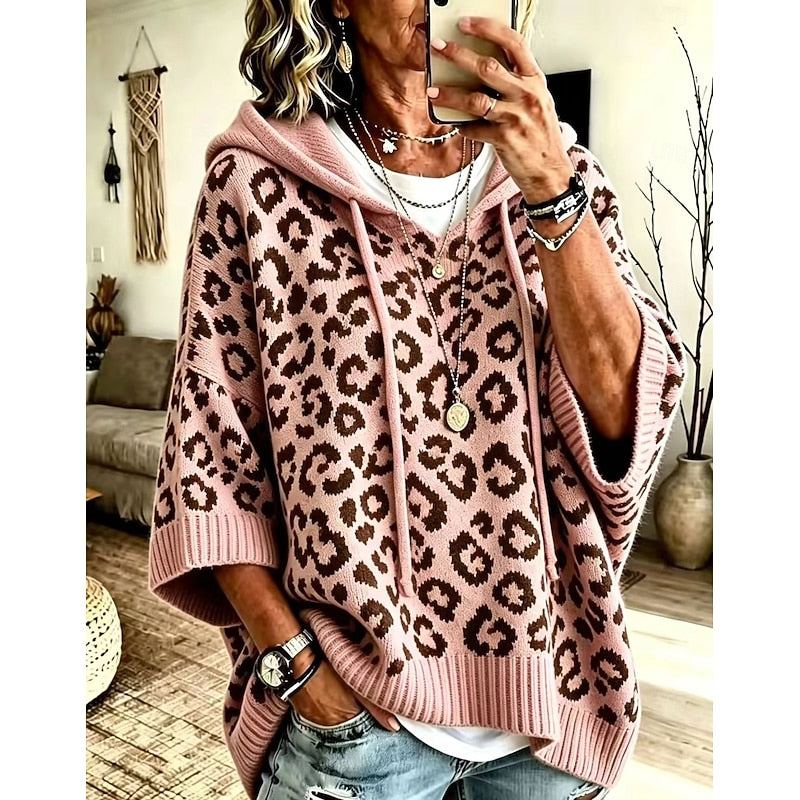 Rosalind Ferreira | Leopard Print Hooded Sweater For Women