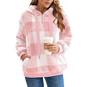 Colette Alddale | Cozy Quarter-Zip Checkered Hoodie For Women