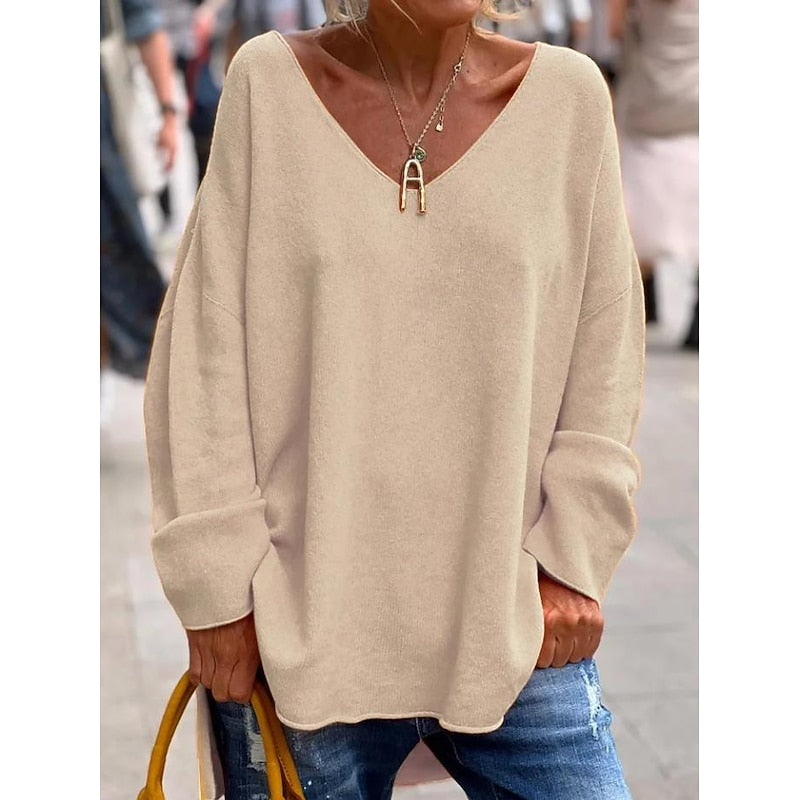 Francesca Moretti | Relaxed V-Neck Pullover For Women