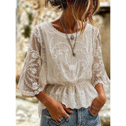 Ombeline Castagnac | Embroidered Lace Peplum Blouse