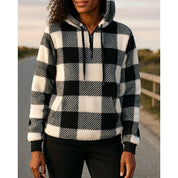 Colette Alddale | Cozy Quarter-Zip Checkered Hoodie For Women