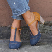 Gwendolyn Faircrest | Two-Tone Orthopedic Block Heel Pumps