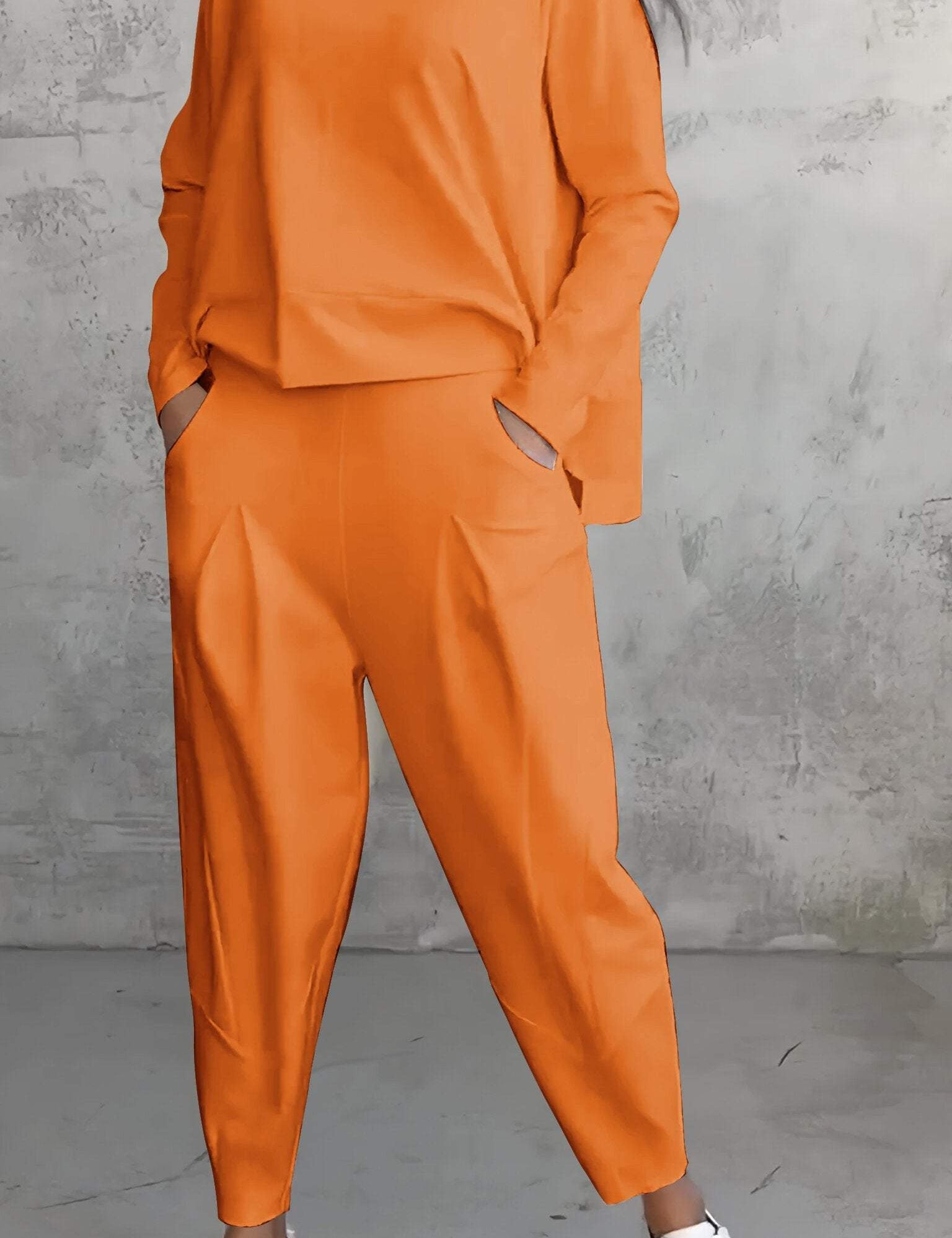Genevra Calloway | Cream Two-Piece Lounge Set Long Sleeve Top & Pants