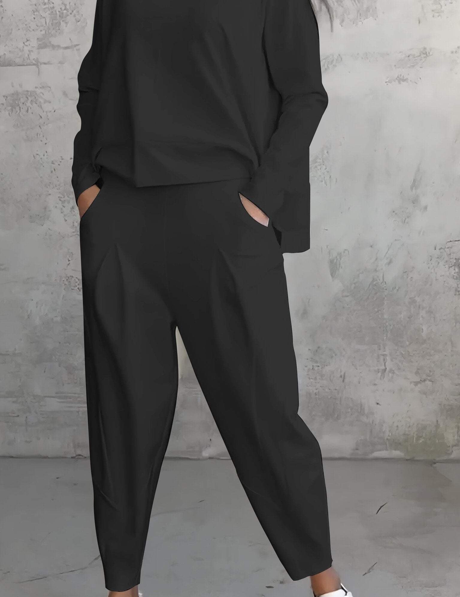 Genevra Calloway | Cream Two-Piece Lounge Set Long Sleeve Top & Pants