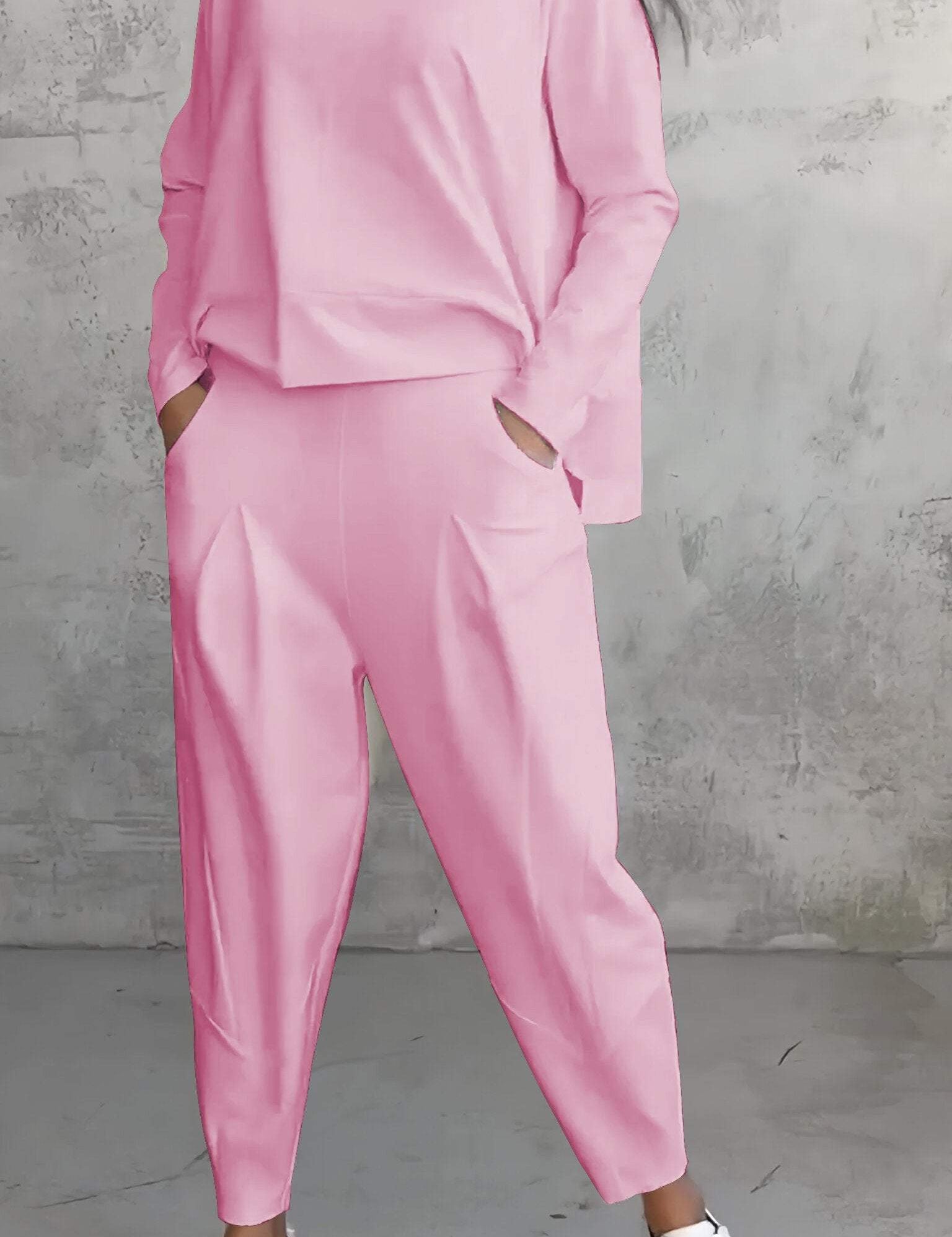 Genevra Calloway | Cream Two-Piece Lounge Set Long Sleeve Top & Pants