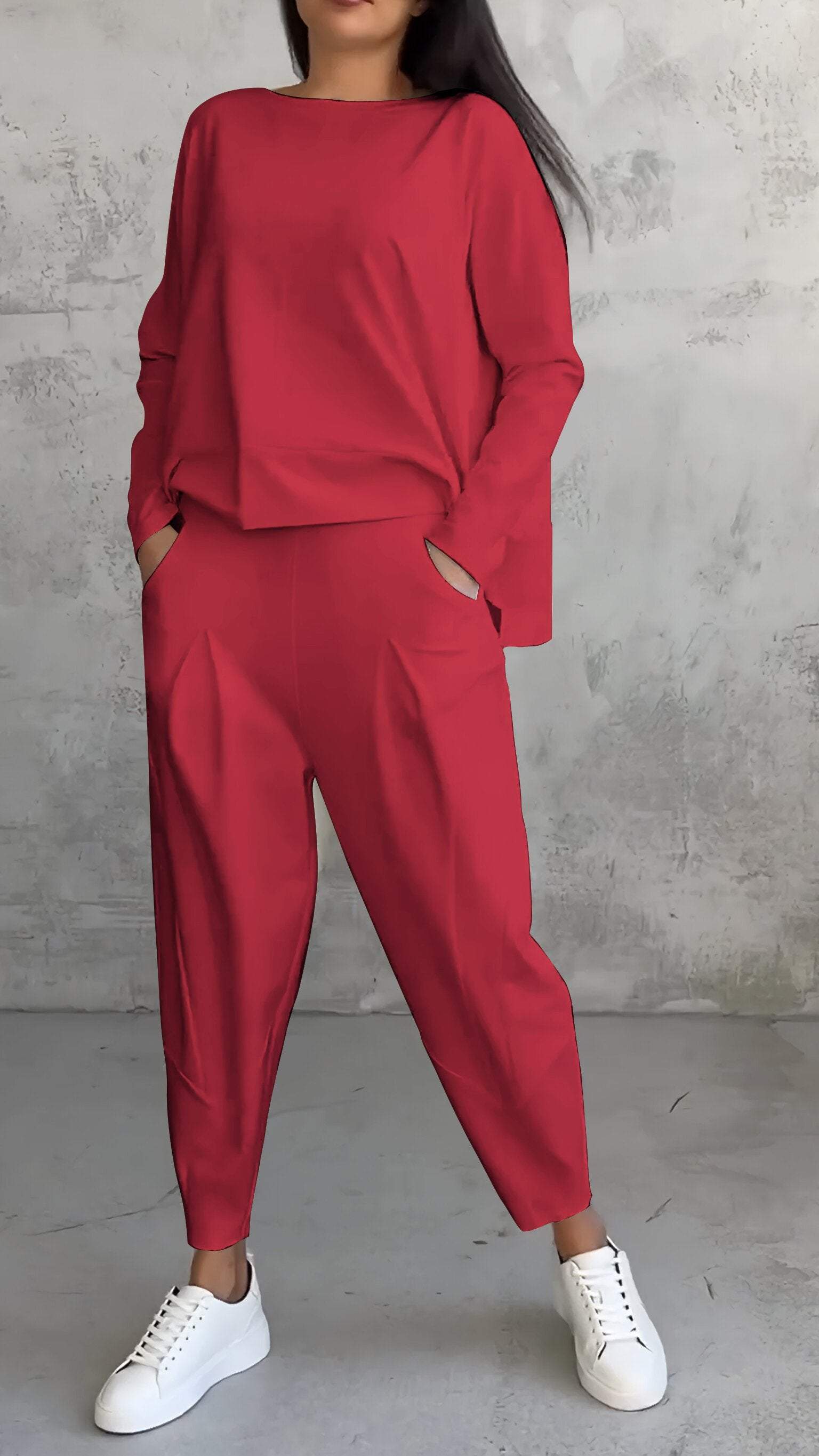 Genevra Calloway | Cream Two-Piece Lounge Set Long Sleeve Top & Pants
