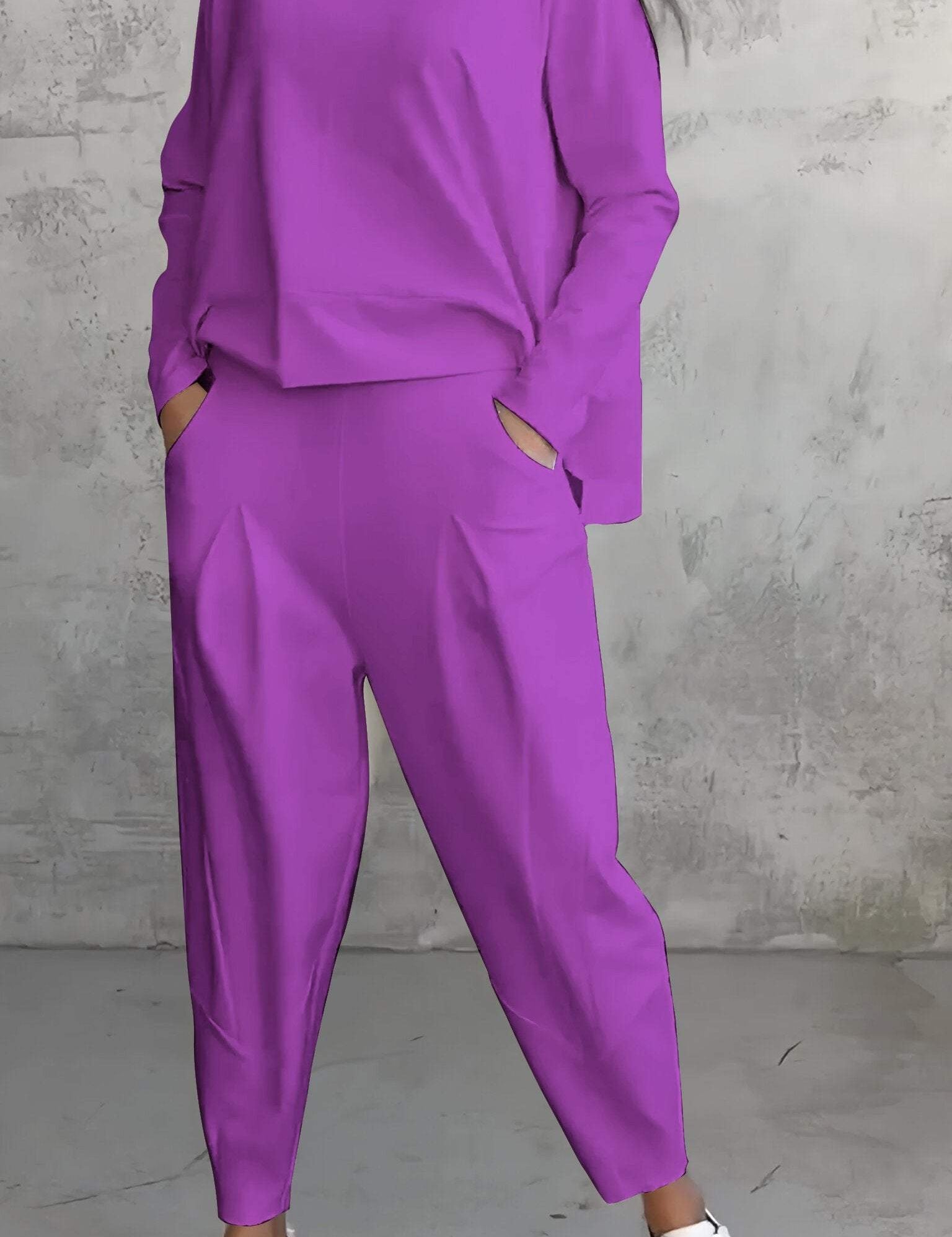 Genevra Calloway | Cream Two-Piece Lounge Set Long Sleeve Top & Pants