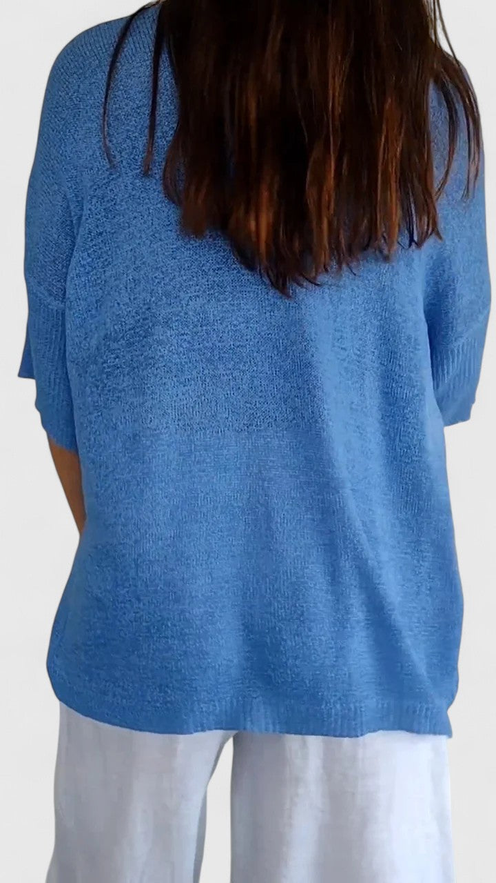 Genevieve Hartmore | Sage Green V-Neck Knit Sweater Top