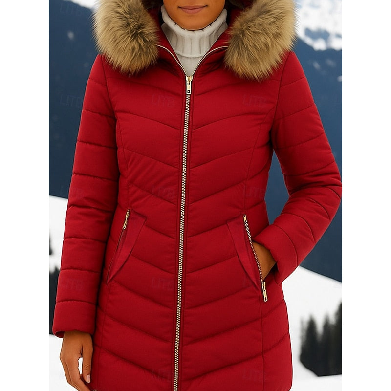 Isadora Whitcombe | Quilted Parka With Faux Fur Hood For Women