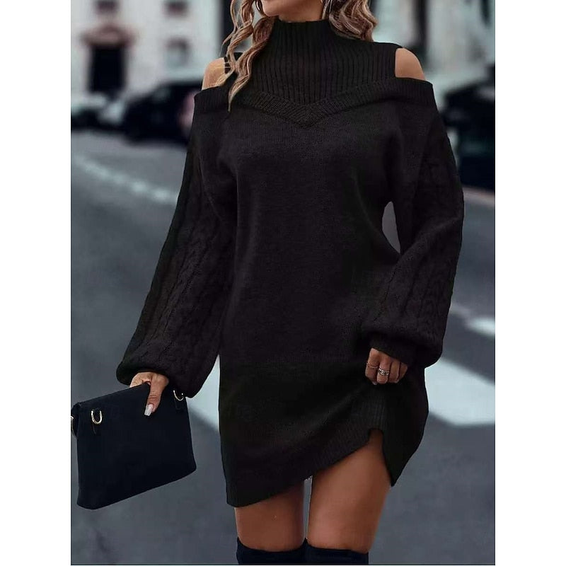 Josette Villard | Cold-Shoulder Turtleneck Sweater Dress For Women