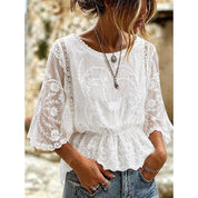 Ombeline Castagnac | Embroidered Lace Peplum Blouse