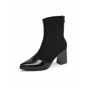 Fleur Renaudin | Suede Ankle Boots With Patent Cap Toe