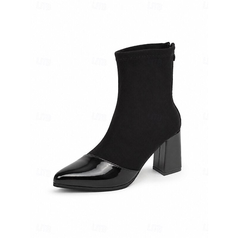 Fleur Renaudin | Suede Ankle Boots With Patent Cap Toe