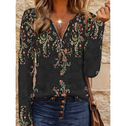 Isadora Fontanel | Floral Quarter-Zip Long Sleeve Top For Women