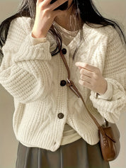 Lark Underhill | Apricot Chunky Cable-Knit Cardigan For Women
