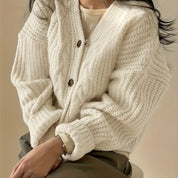 Lark Underhill | Apricot Chunky Cable-Knit Cardigan For Women