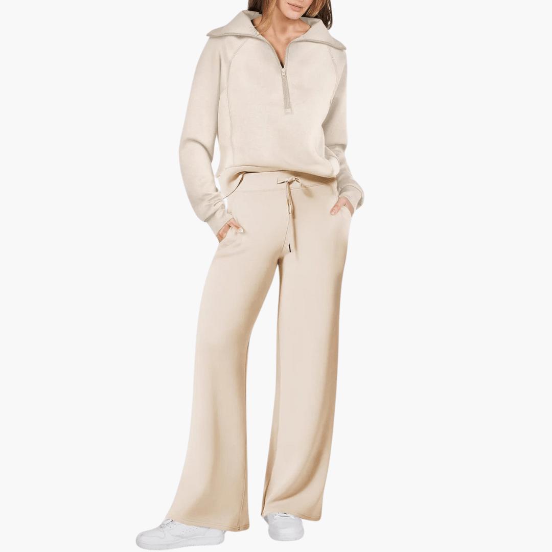 Natasha Beaumont | Zip-Up Hoodie Wide Leg Lounge Set For Women