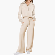 Natasha Beaumont | Zip-Up Hoodie Wide Leg Lounge Set For Women