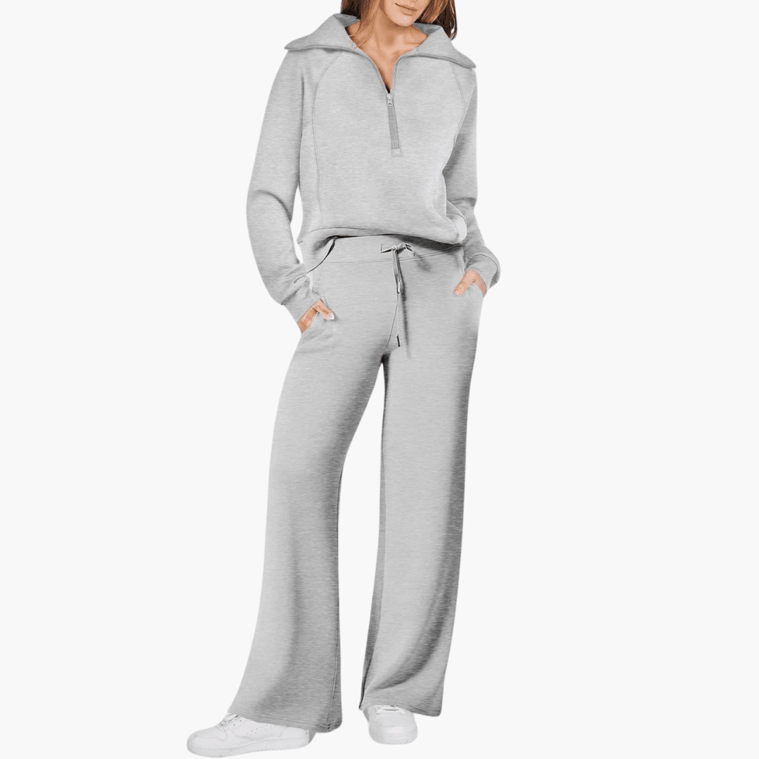 Natasha Beaumont | Zip-Up Hoodie Wide Leg Lounge Set For Women