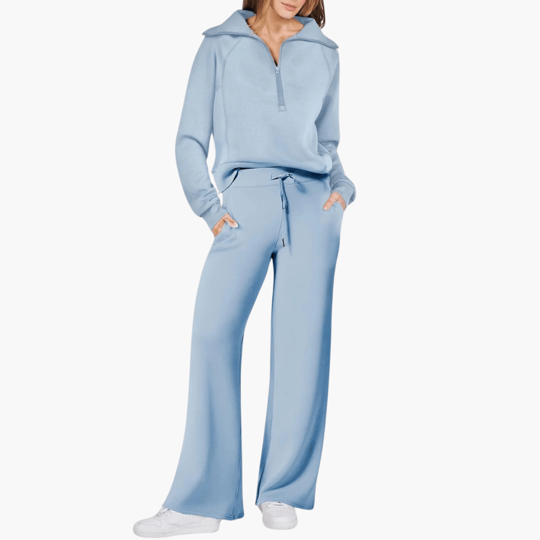 Natasha Beaumont | Zip-Up Hoodie Wide Leg Lounge Set For Women