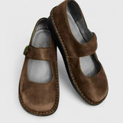 Celestine Beauvard | Green Leather Mary Jane Orthopedic Flats