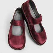 Celestine Beauvard | Green Leather Mary Jane Orthopedic Flats