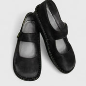 Celestine Beauvard | Green Leather Mary Jane Orthopedic Flats