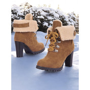Talia Ashgrove | Fur-Trimmed Lace-Up Winter Boots For Women
