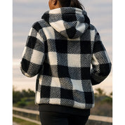 Colette Alddale | Cozy Quarter-Zip Checkered Hoodie For Women