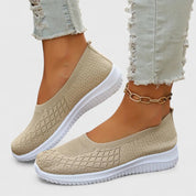 Marguerite Trevelyan | Purple Knit Slip-On Flat Sneakers