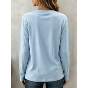 Maisie Halvorsen | Blue Crew Neck Long-Sleeve Top For Women