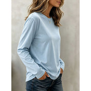 Maisie Halvorsen | Blue Crew Neck Long-Sleeve Top For Women