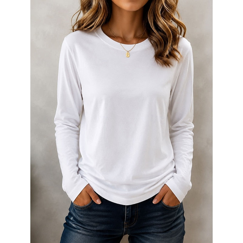Maisie Halvorsen | Blue Crew Neck Long-Sleeve Top For Women