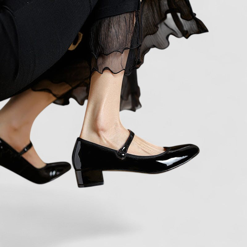 Lucinda Fairvale | Black Patent Mary Jane Block Heel