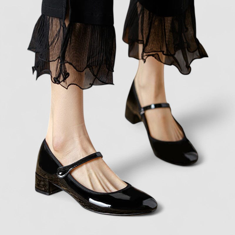 Lucinda Fairvale | Black Patent Mary Jane Block Heel