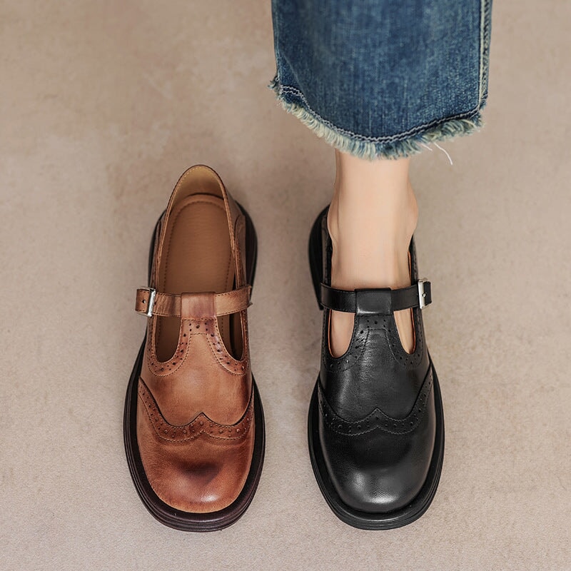 Rowena Ashfield | Brogue Mary Jane Flat Shoes For Women