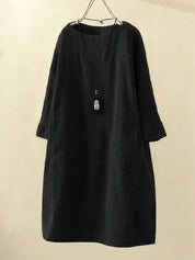 Audrey Belmonte | Corduroy Relaxed Midi Dress For Women