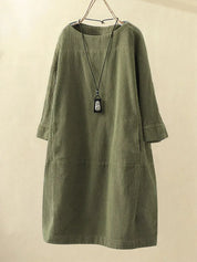 Audrey Belmonte | Corduroy Relaxed Midi Dress For Women