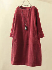 Audrey Belmonte | Corduroy Relaxed Midi Dress For Women