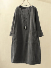 Audrey Belmonte | Corduroy Relaxed Midi Dress For Women